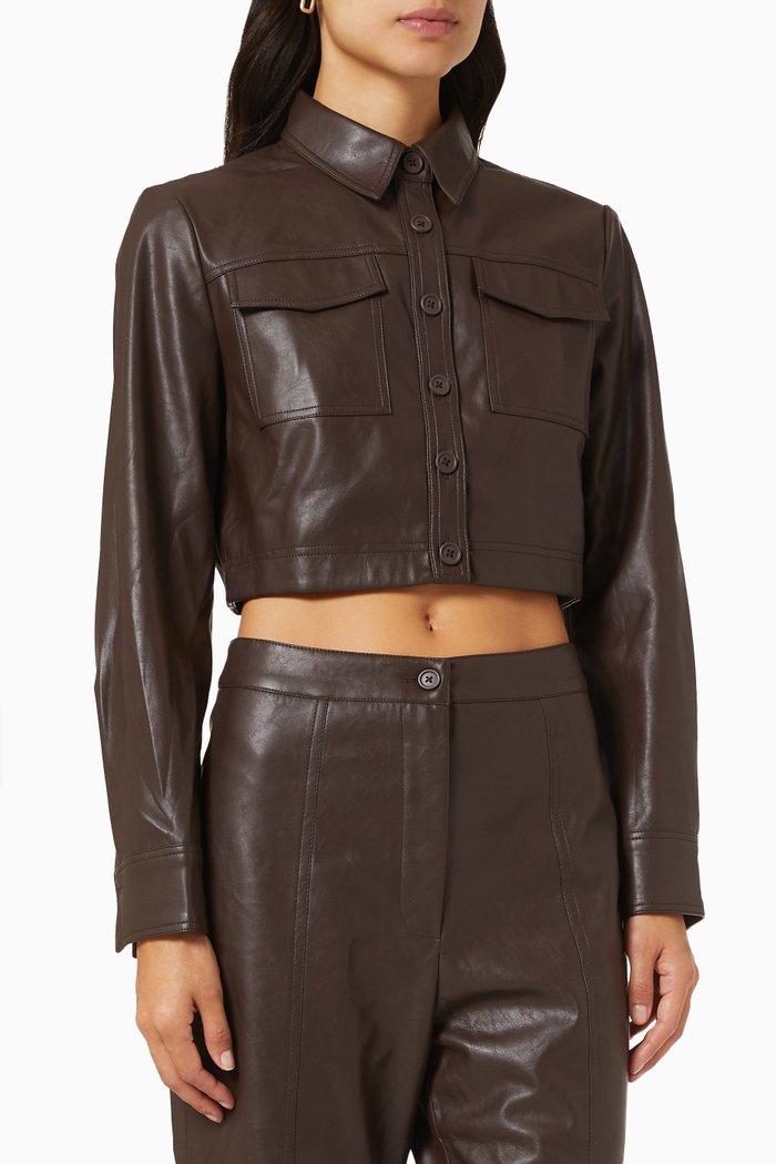 

Opulence Shirt in Faux Leather, Brown