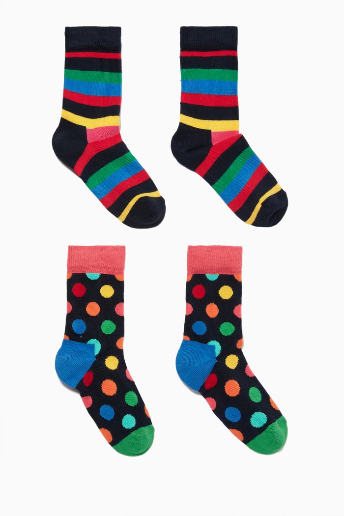 

Stripe & Polka-dot Socks, Set of 2, Multicolour