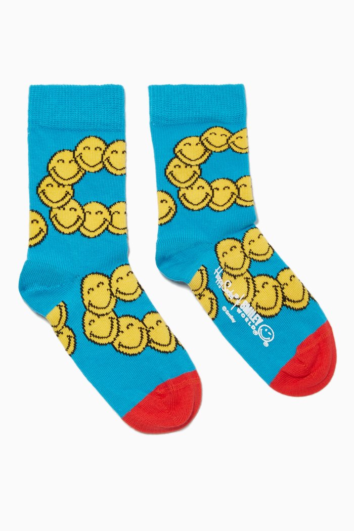 

Zen Smiley Socks in Stretch Cotton, Multicolour
