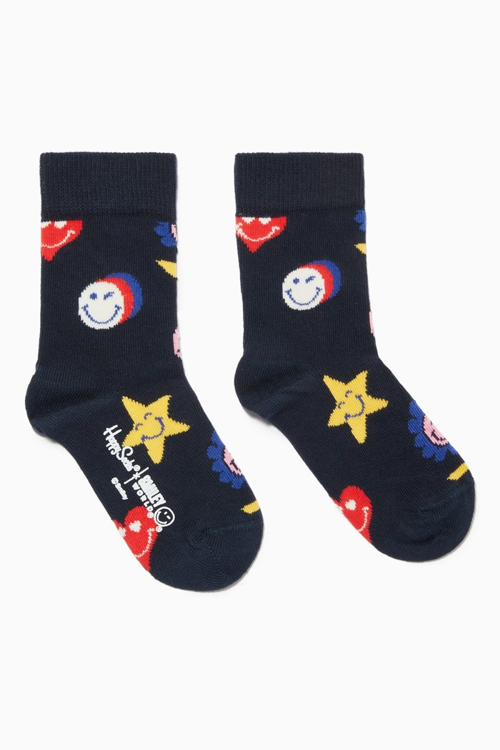 

Smiley Socks in Stretch Cotton, Multicolour