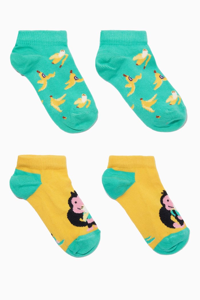 

Monkey & Banana Socks, Set of 2, Multicolour
