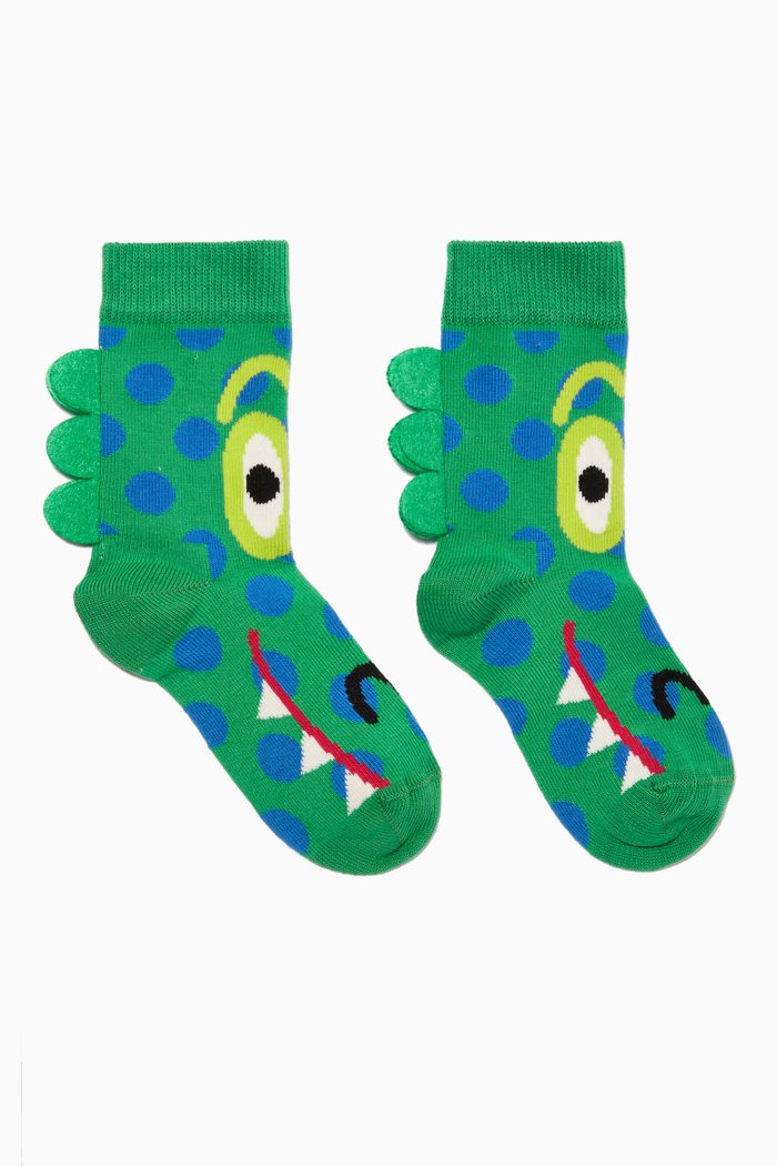 

Crocodile Socks in Stretch Cotton, Green