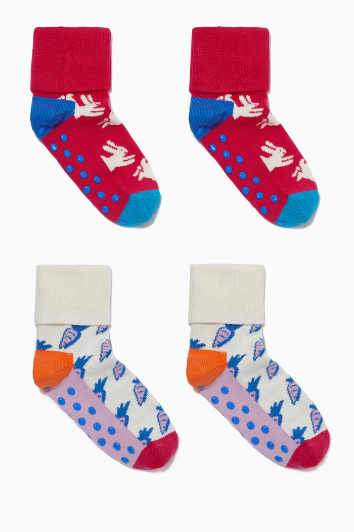

Bunny & Carrot Anti-slip Socks, Set of 2, Multicolour