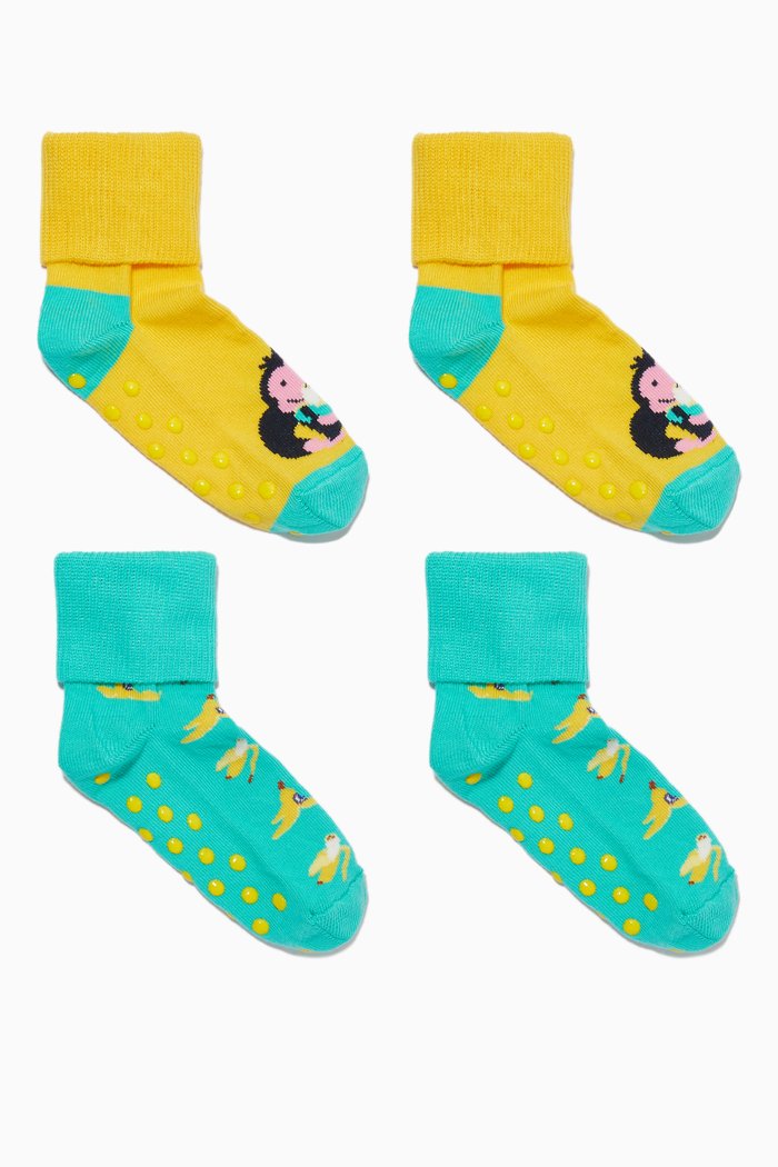 

Monkey & Banana Anti-slip Socks, Set of 2, Multicolour