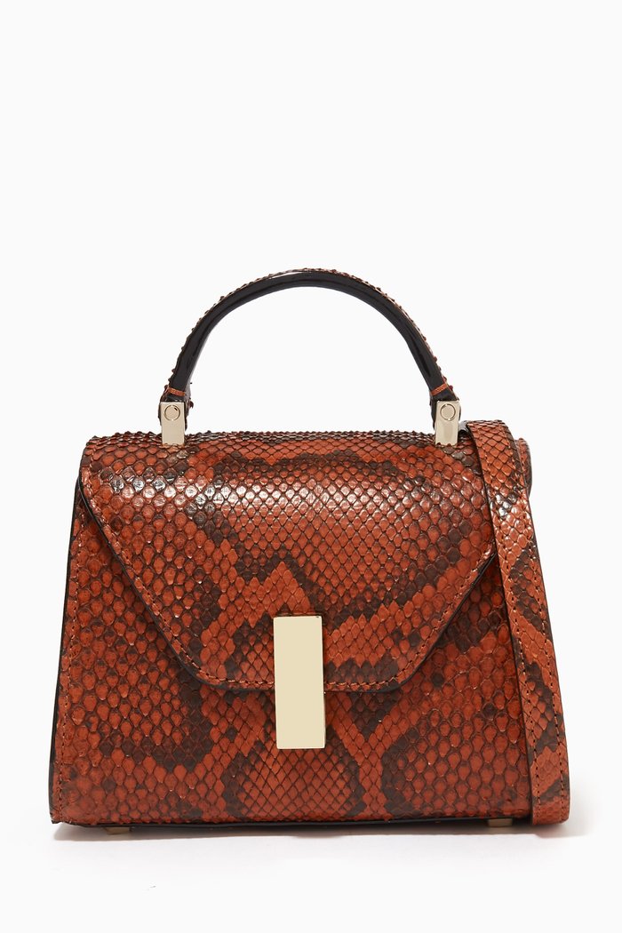 

Iside Top-handle Nano Bag in Python-print Leather, Orange