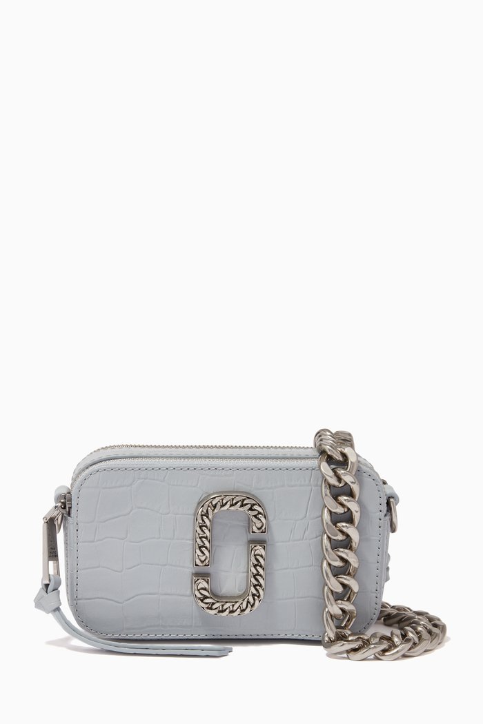 

Snapshot Camera Bag in Croc Embossed Leather, Grey