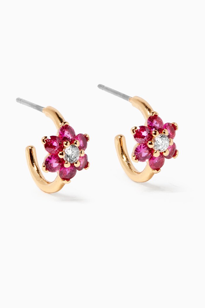 

Myosotis Flower Huggies in Gold-plated Metal, Pink