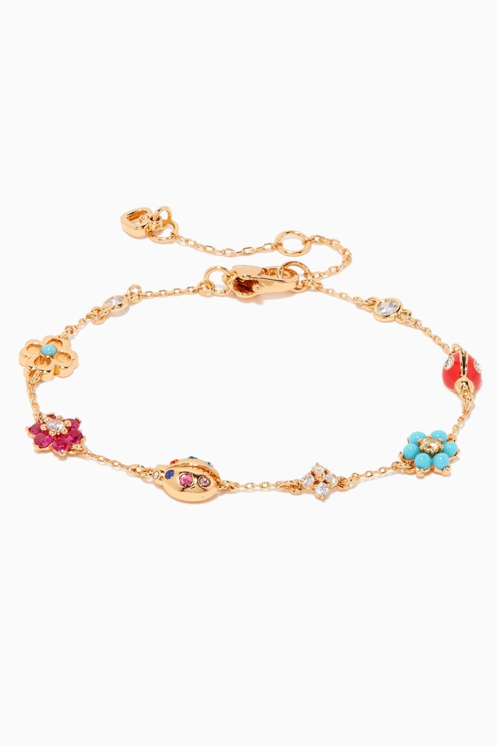 

Nature Walk Ladybug Bracelet in Gold-plated Brass, Multicolour