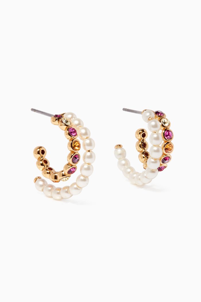 

Pearl Caviar Double Huggies in Gold-plated Brass, Multicolour