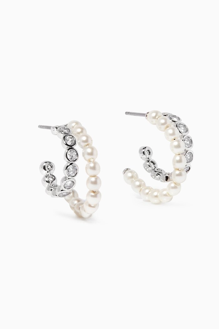 

Pearl Caviar Double Huggies in Brass, Silver