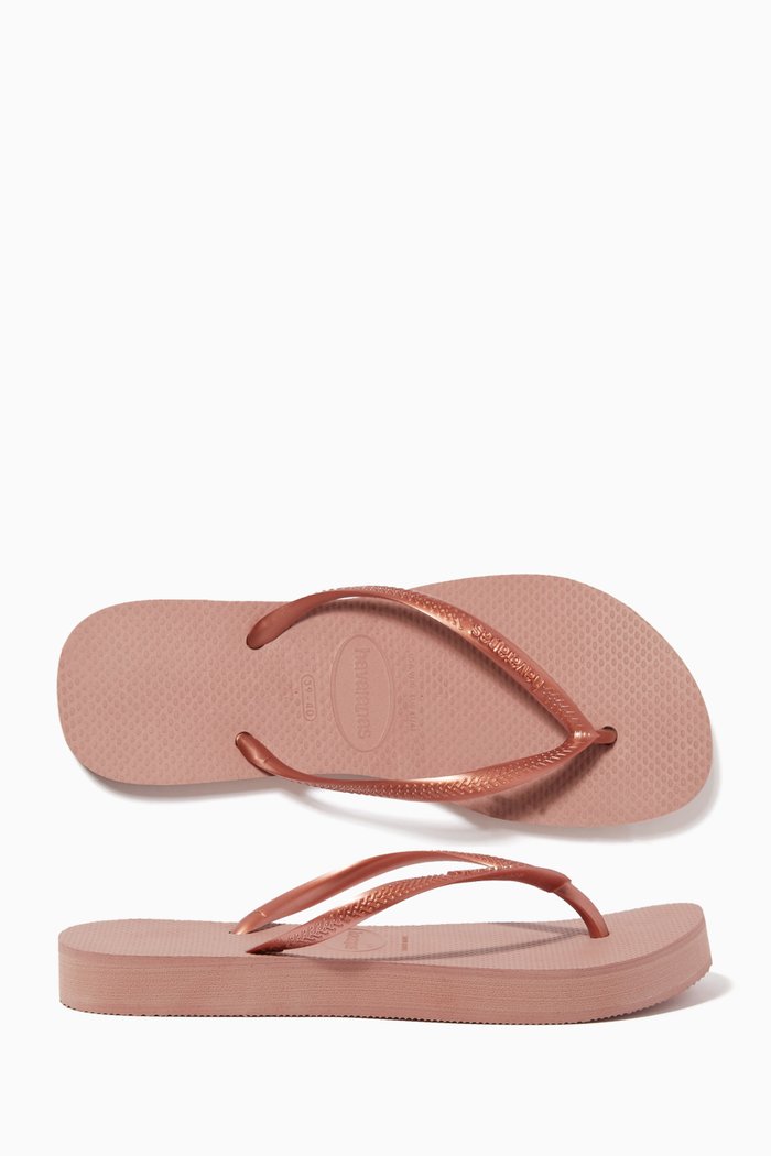 

Slim Flatform Flip Flops in Rubber, Pink