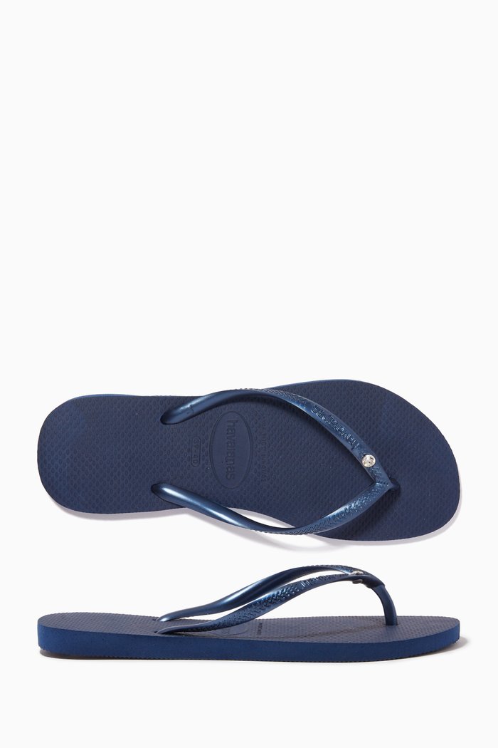 

Slim Swarovski Flip Flops in Rubber, Blue