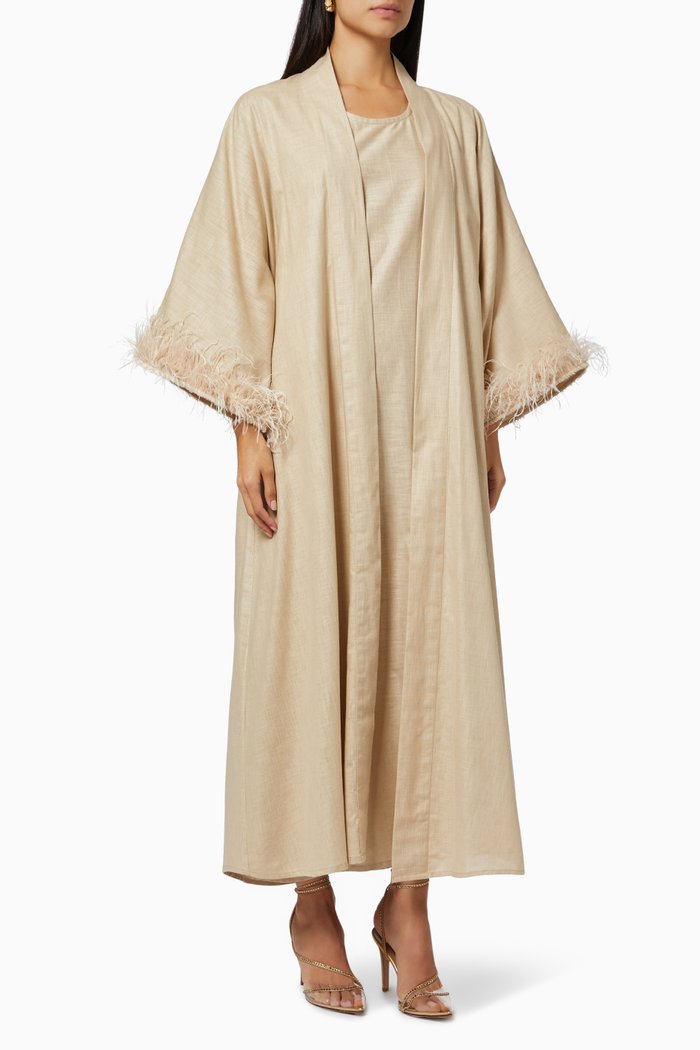 

Dress & Cardigan Set in Linen, Neutral