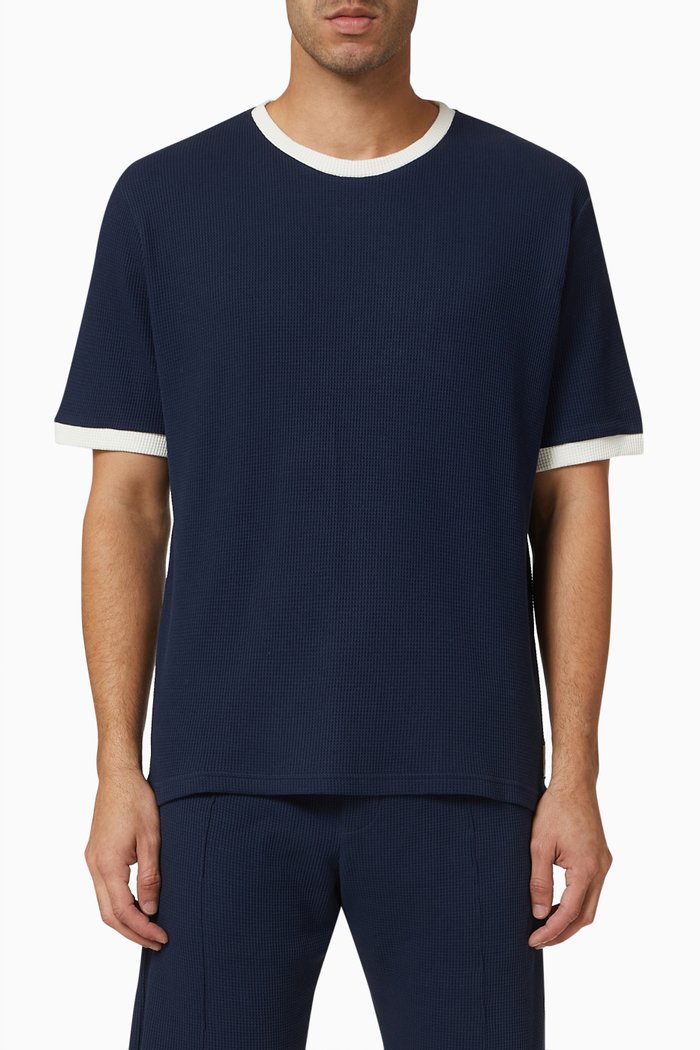 

Dean Contrast T-shirt in Waffle Jersey, Blue