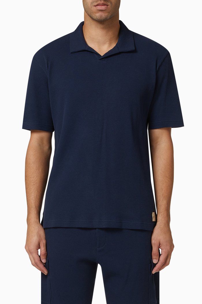 

Dean Polo Shirt in Waffle Jersey, Blue
