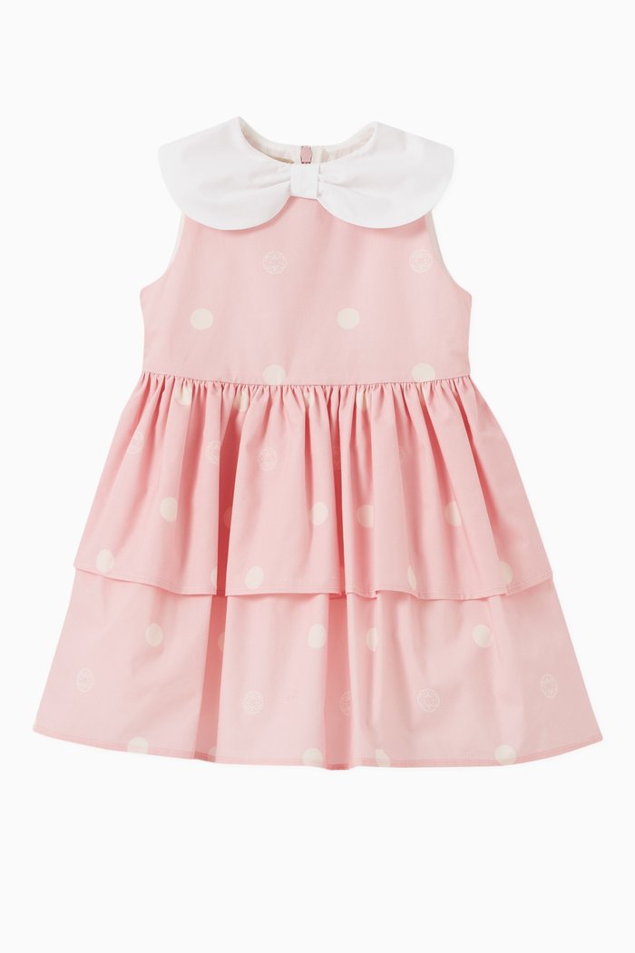 

Contrast Polka Dots Dress in Cotton, Pink