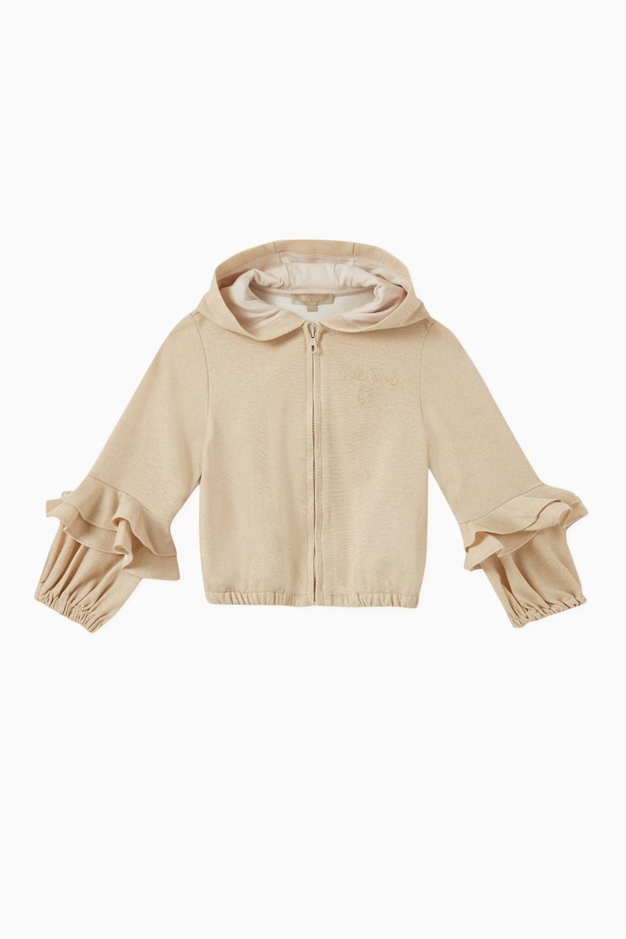 

Zip-up Hooded Sweatshirt in Cotton, Gold