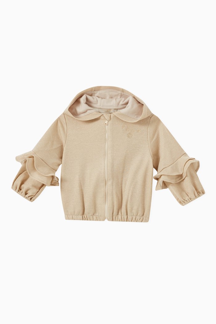 

Zip-up Hooded Sweatshirt in Cotton, Gold