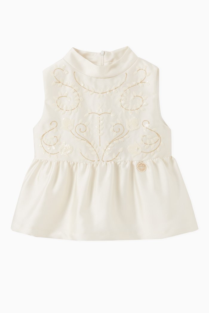 

Embroidered Sleeveless Blouse, Neutral