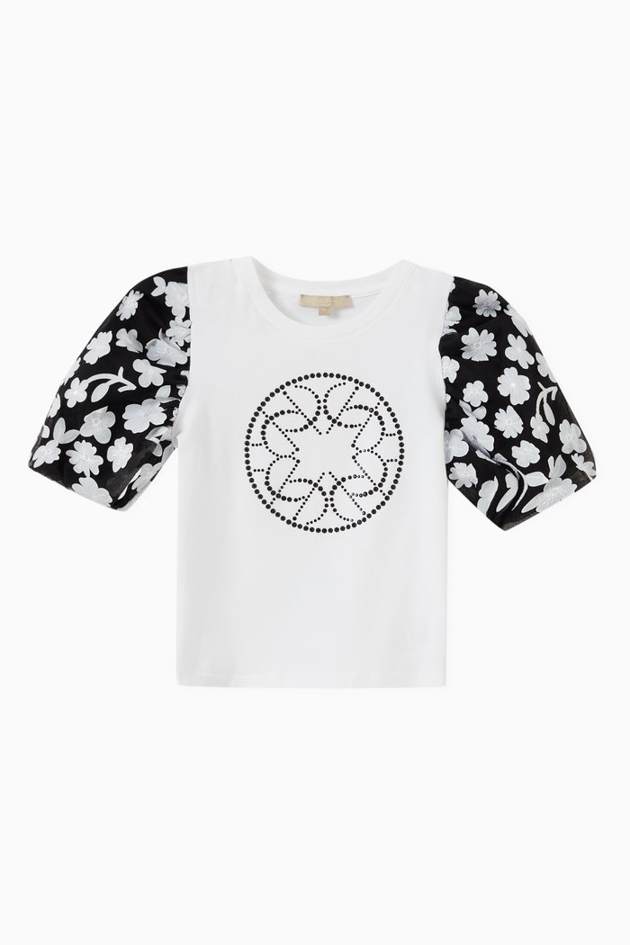 

Floral Puff Sleeves T-shirt, White