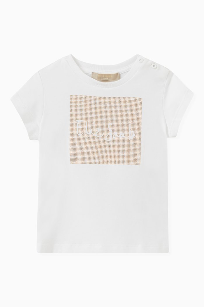 

Rhinestone Logo T-shirt in Jersey Stretch, White
