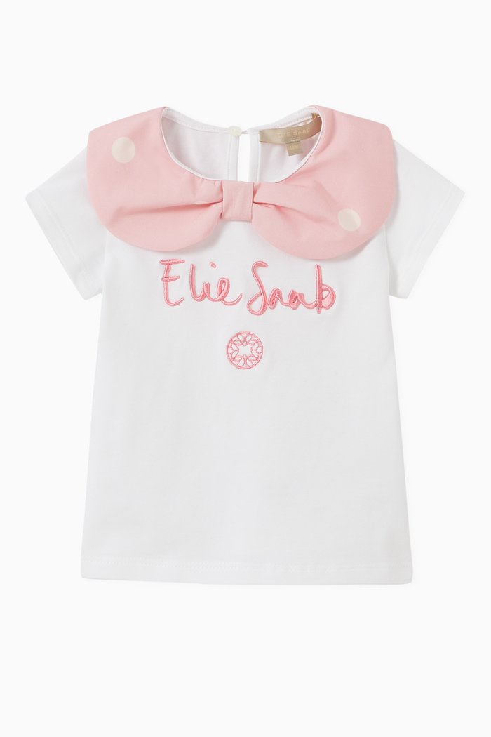 

Contrast Collar T-shirt in Cotton, White