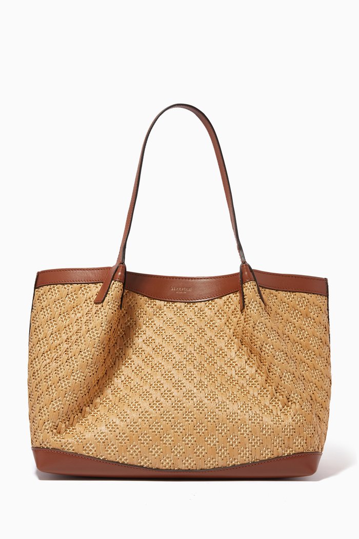 

Small Secret Bag in Raffia and Seta Leather, Multicolour