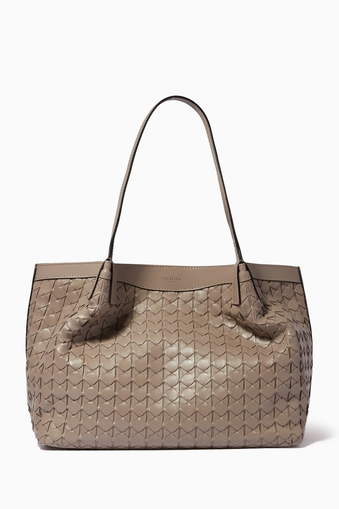 

Small Secret Tote Bag in Mosaico Leather, Neutral