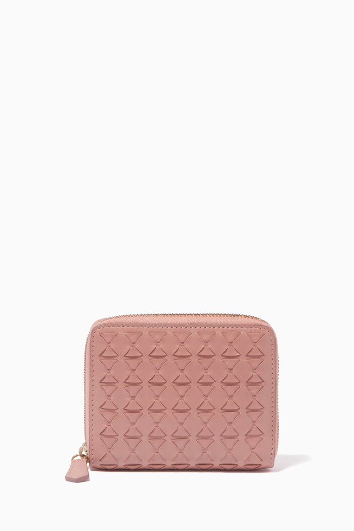 Mini Zip Wallet in Mosaico Leather, Pink