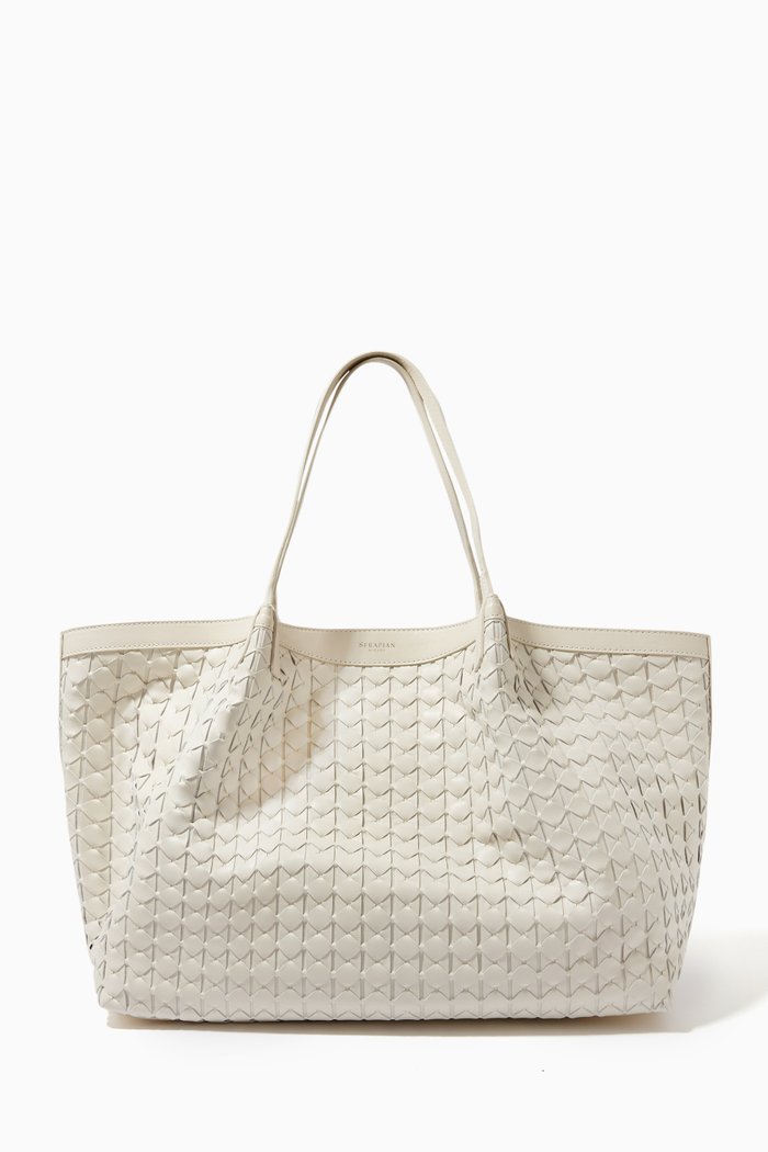 

Secret Tote Bag in Mosaico Leather, Neutral