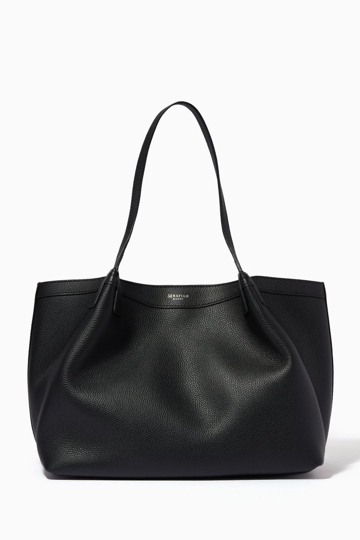 

Small Secret Tote Bag in Rugiada Leather, Black