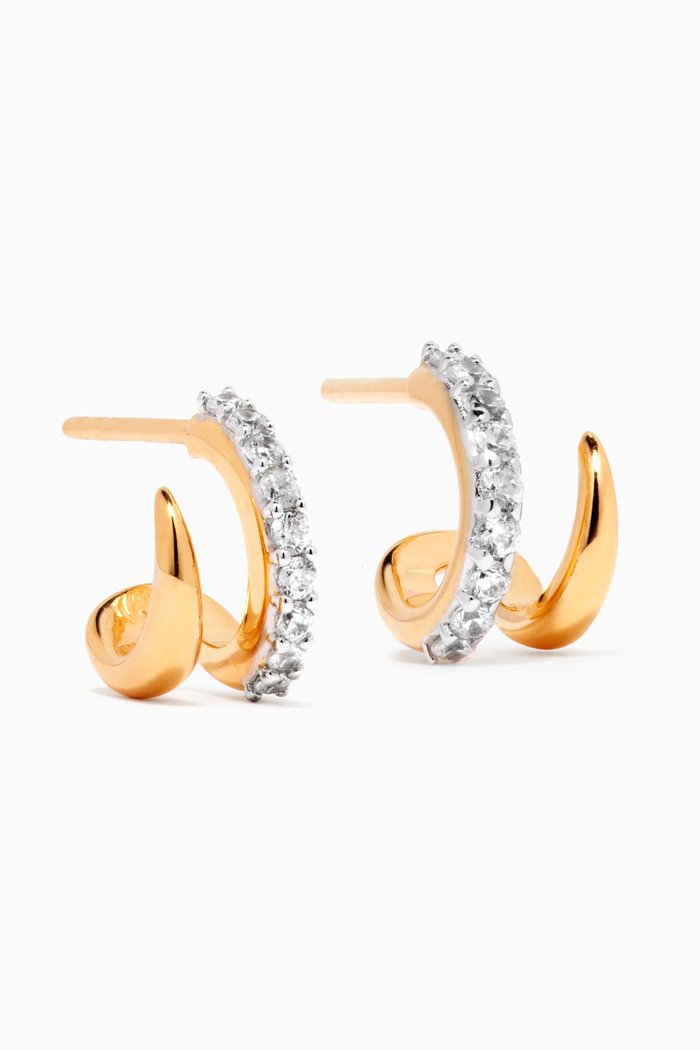

Claw Pave Double Huggies in 18kt Recycled Gold-plated Vermeil