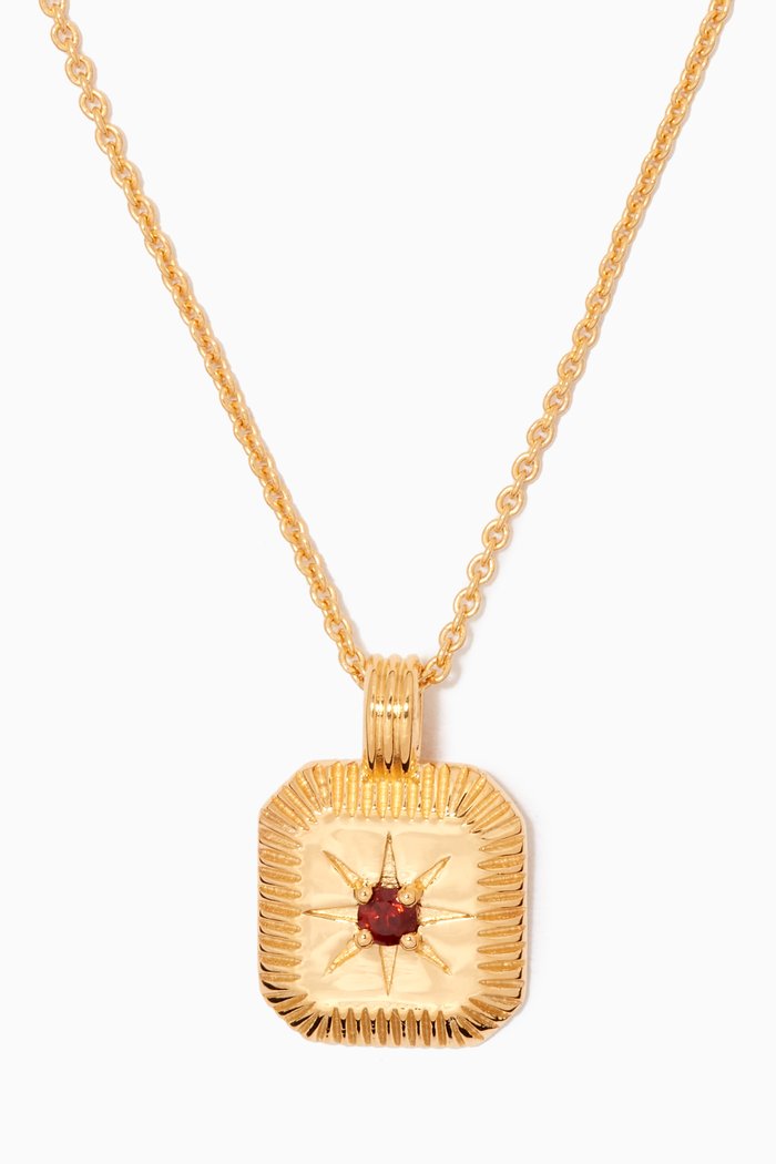 

Engravable Birthstone Star Ridge Pendant Necklace in 18kt Recycled Gold-plated Vermeil, Red