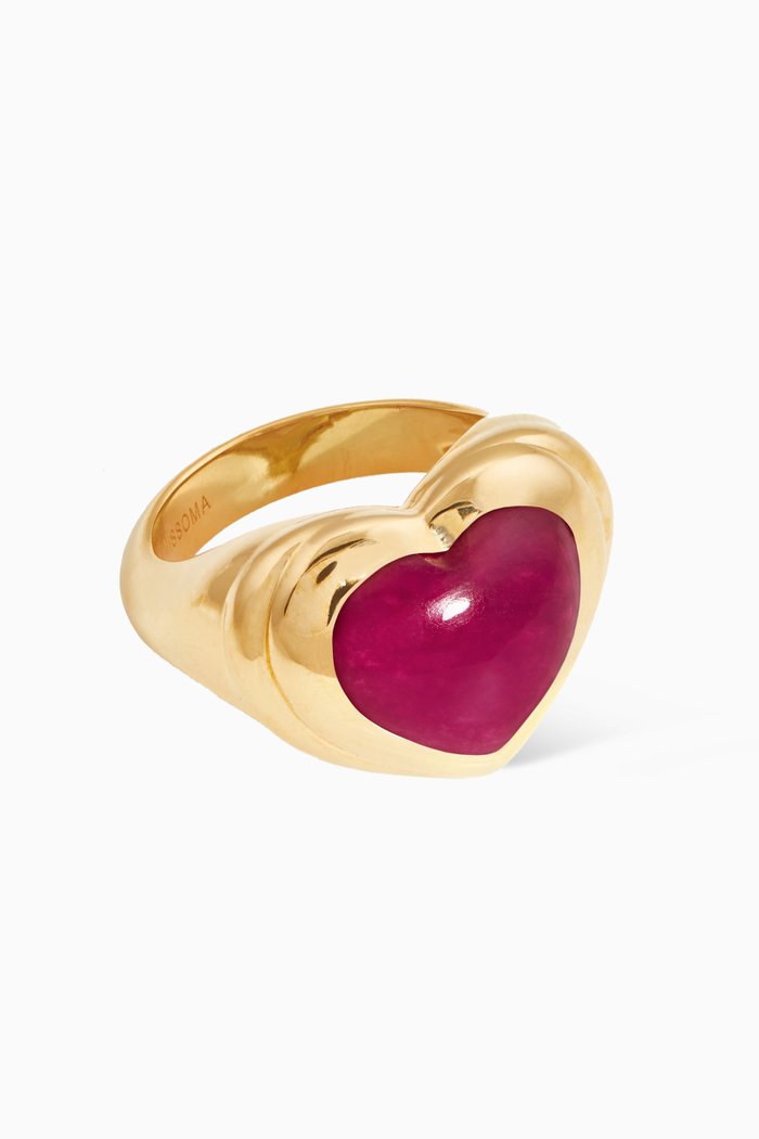 Jelly Heart Gemstone Ring in 18kt Recycled Gold-plated Brass, Pink