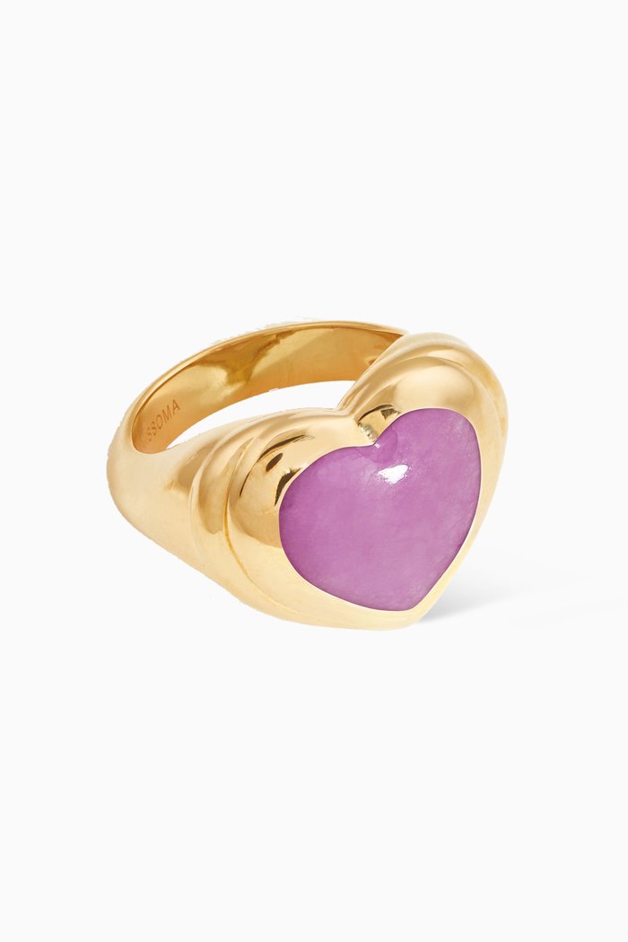 

Jelly Heart Gemstone Ring in 18kt Recycled Gold-plated Brass, Purple