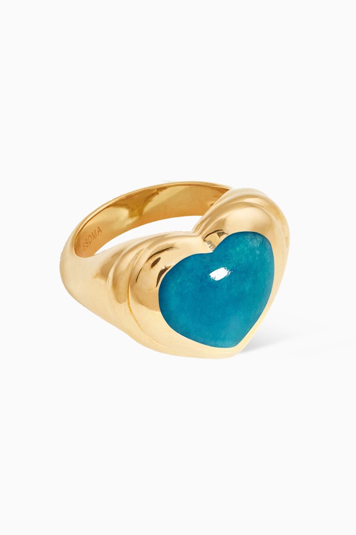 

Jelly Heart Gemstone Ring in 18kt Recycled Gold-plated Brass, Blue