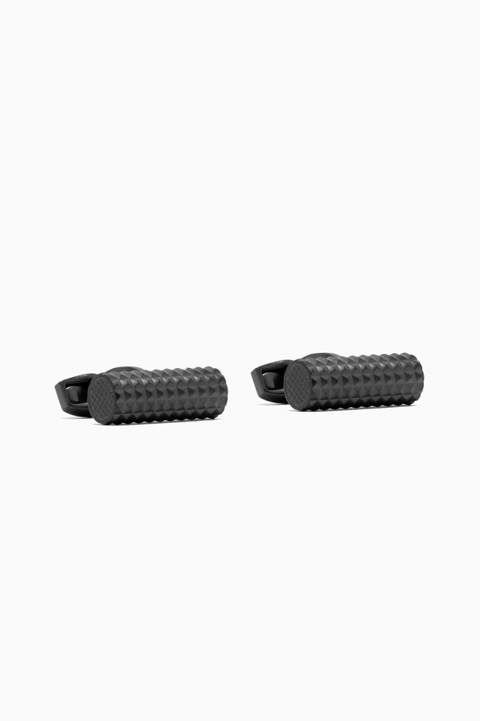 

Diamond Giza Cylinder Cufflinks in Gunmetal-plated Metal, Black