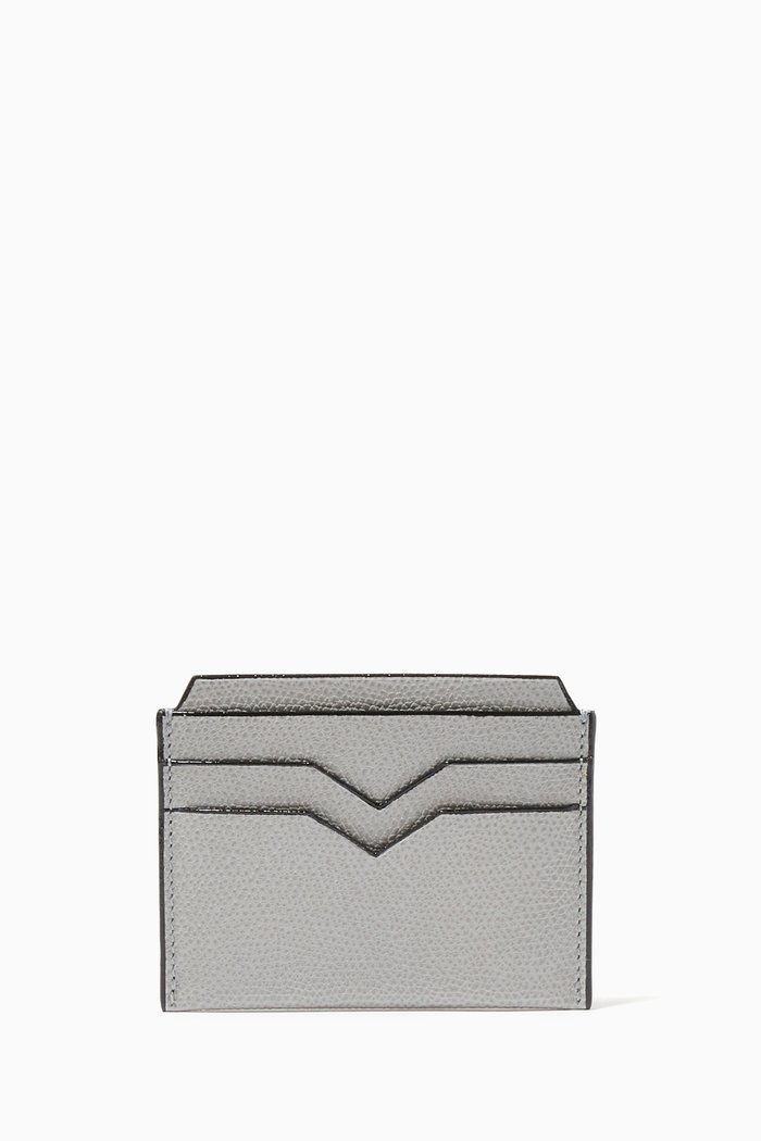 Card Case in Leather, Grey