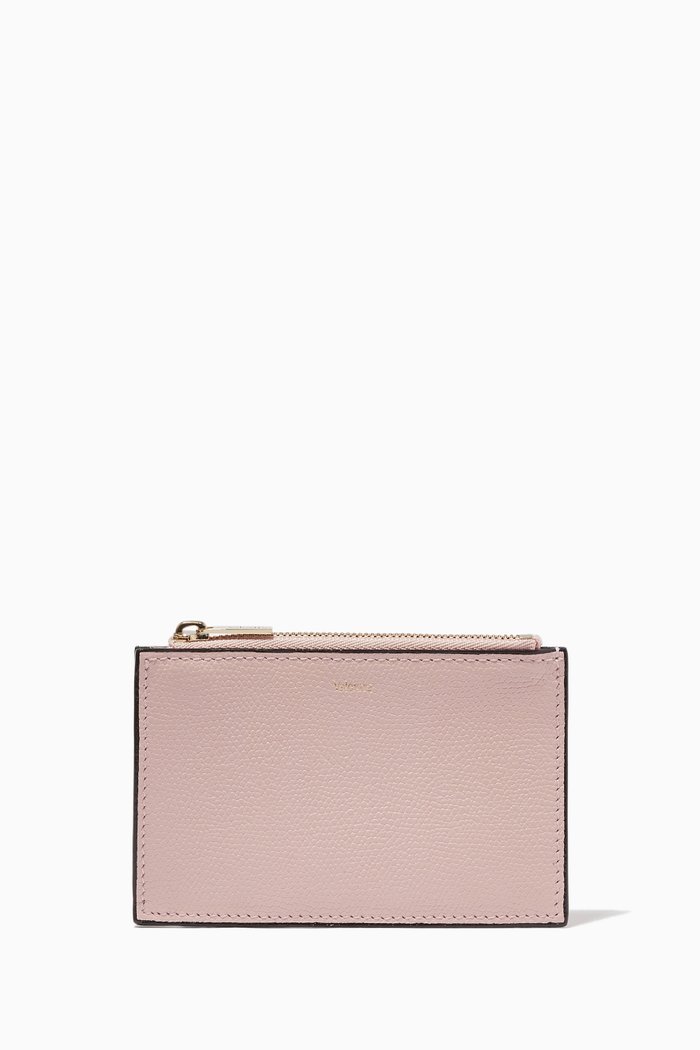 

Zip Cardholder in Calfskin Leather, Pink