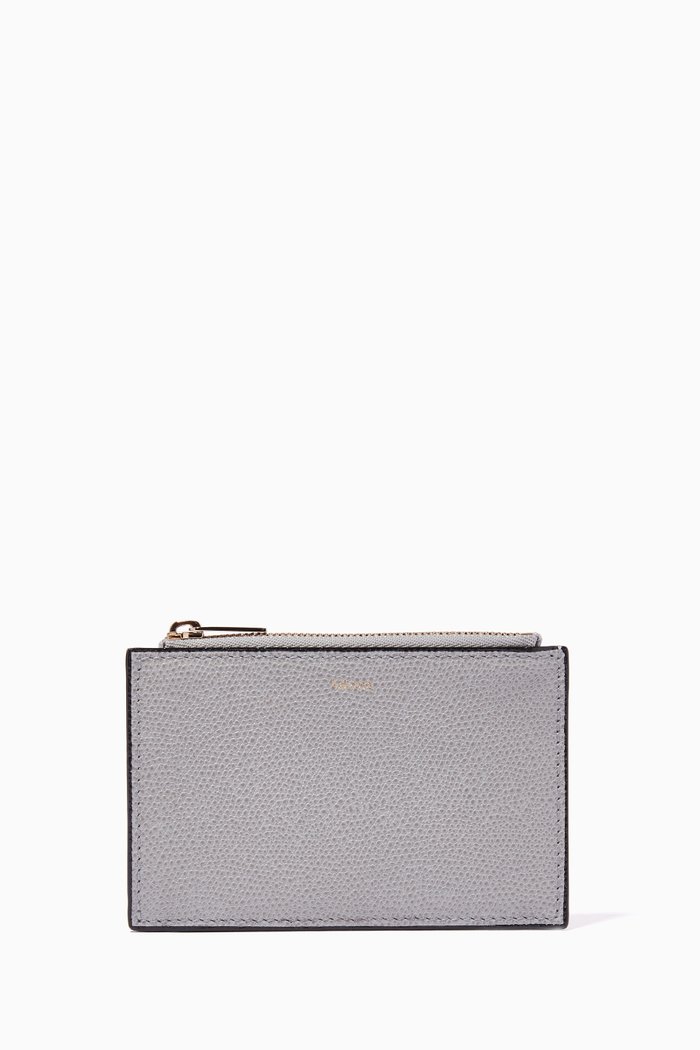 

Zip Cardholder in Calfskin Leather, Grey