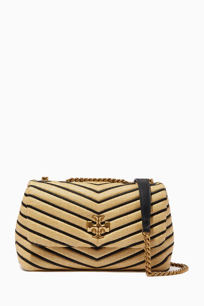 

Kira Chevron Convertible Bag in Soft Straw & leather, Neutral