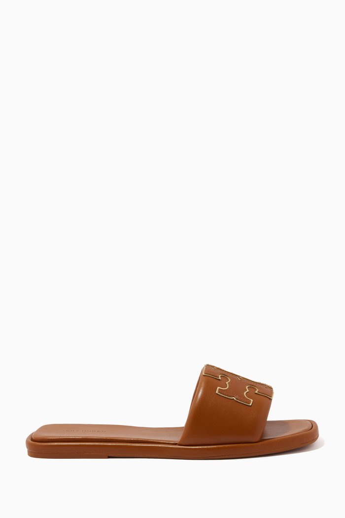 

Double T Logo Slides in Leather, Multicolour