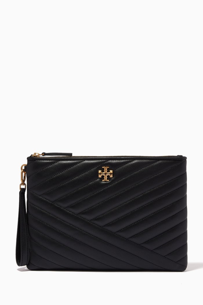 

Small Kira Chevron Pouch in Quilted leather, Black