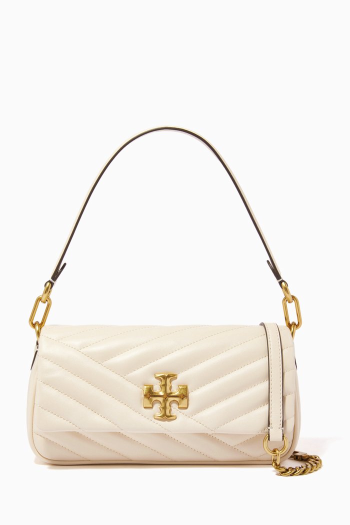 

Kira Chevron Small Shoulder Bag in Quilted Leather, Neutral