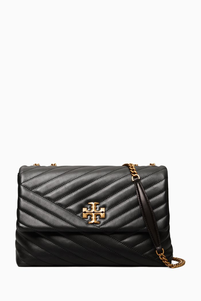 

Kira Chevron Convertible Bag in Quilted leather, Black