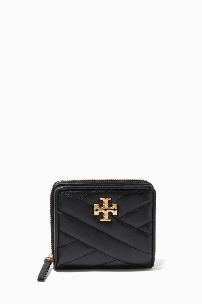 

Kira Chevron Bi-fold Wallet in Leather, Black