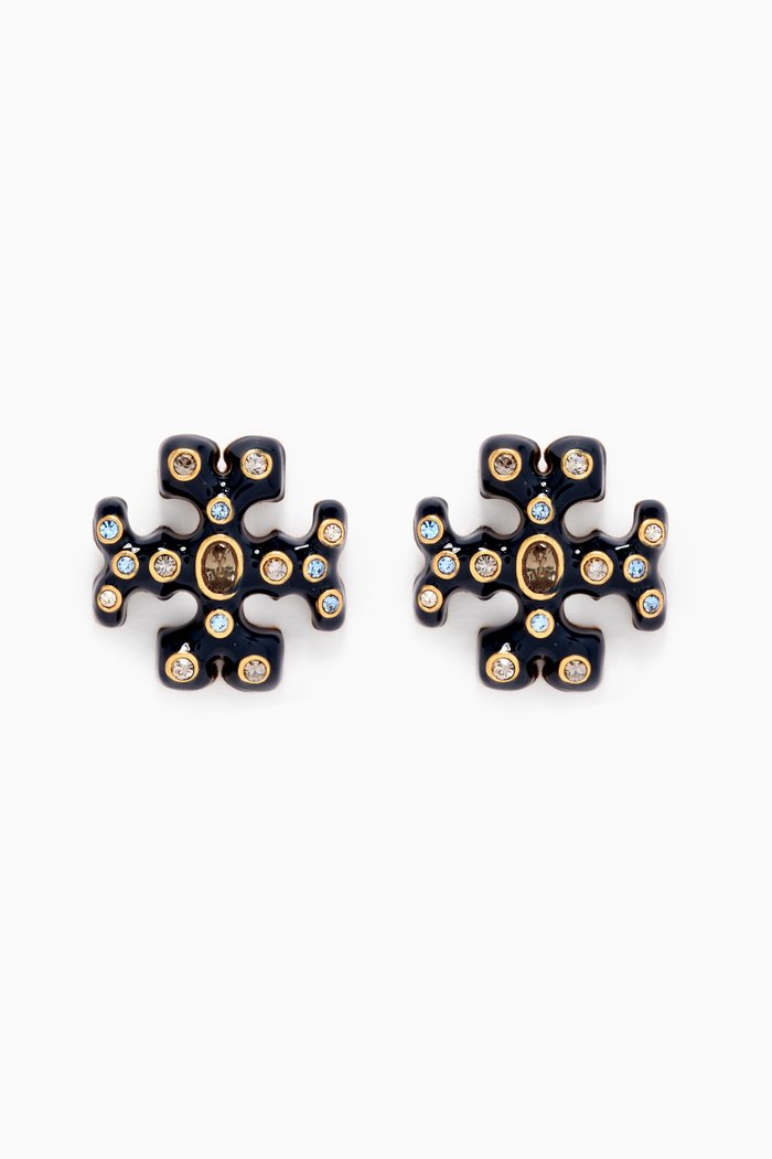 

Roxanne Jewelled Stud Earrings in 18k Gold-plated Brass, Multicolour