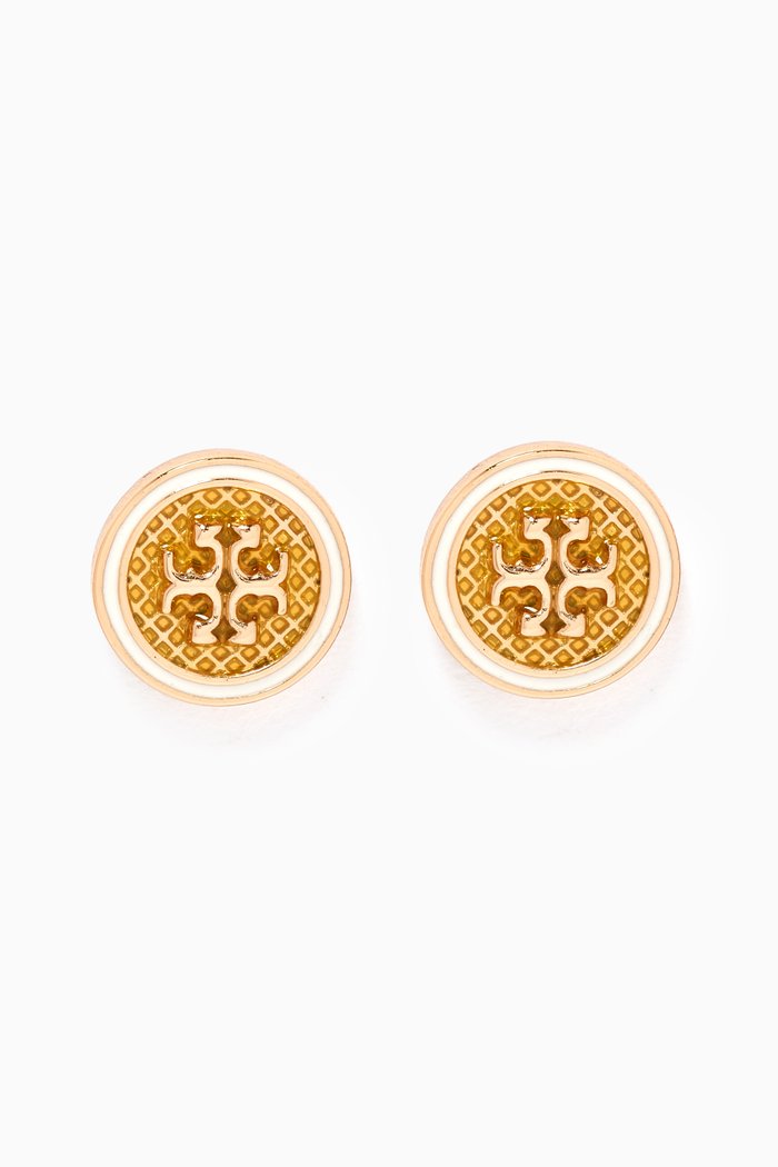 

Kira Guilloché Circle Stud Earrings in 18kt Gold-plated Brass