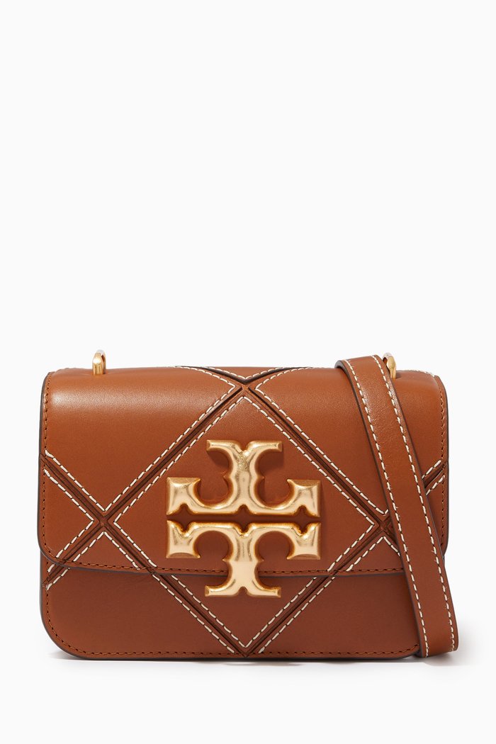 

Eleanor Diamond Shoulder Bag in Leather, Brown
