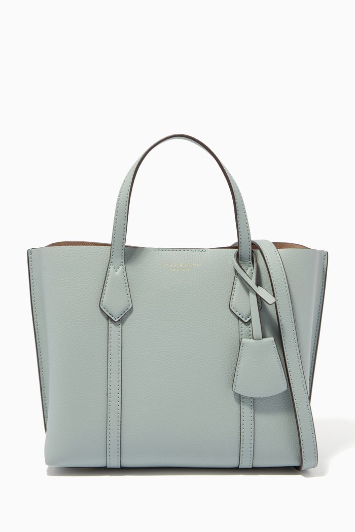

Perry Small Tote Bag in Pebbled Leather, Blue